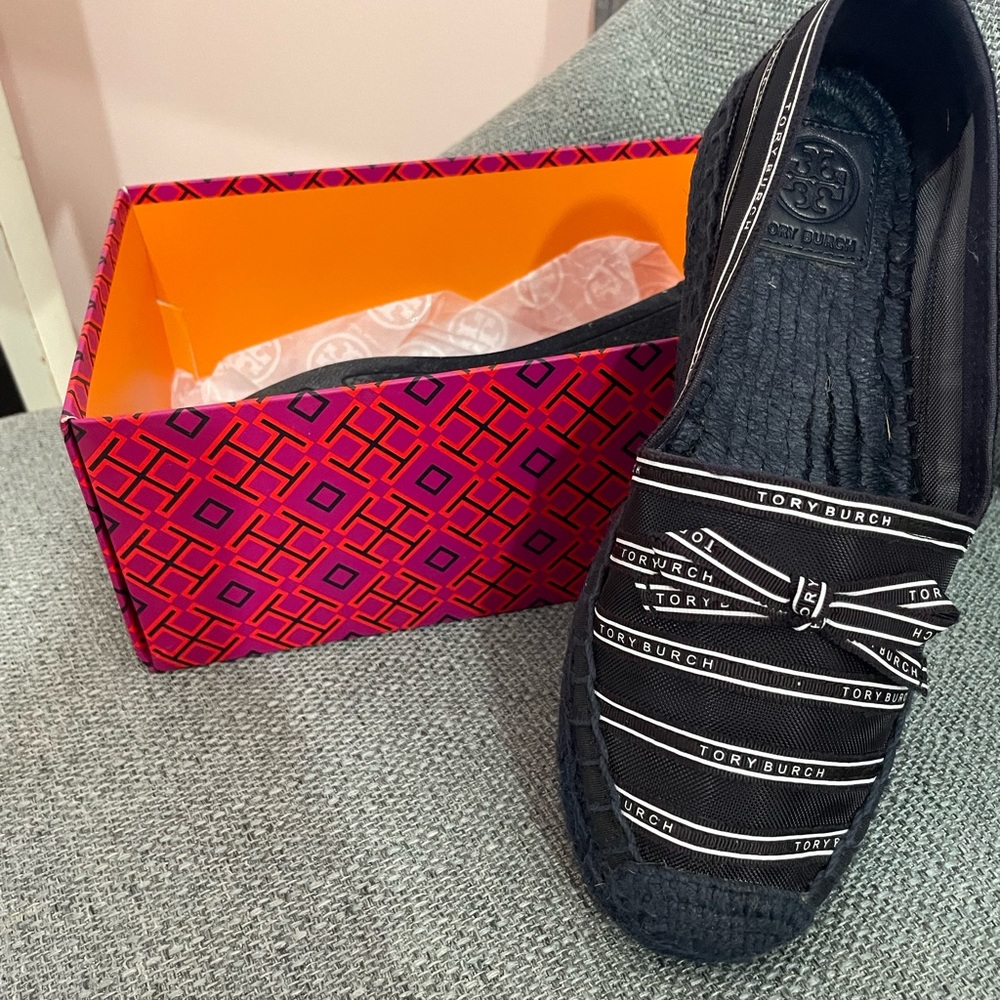 Tory Burch size 7 Penelope Platform Mesh Espadrille with Tory Ribbon